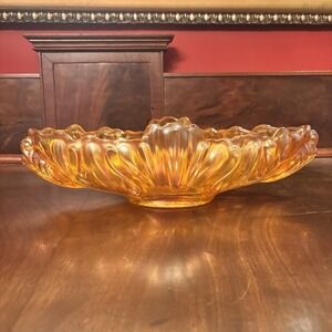 Vintage Jeannette Glass Marigold Carnival Glass Gondola Bowl Iridescent 15" Oval